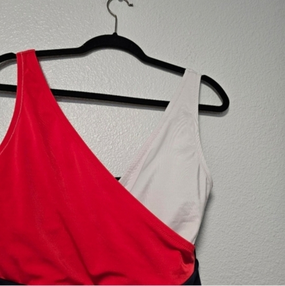 Colorblock One-Piece Swimsuit - Pink, White & Navy Sz S - Picture 3 of 10